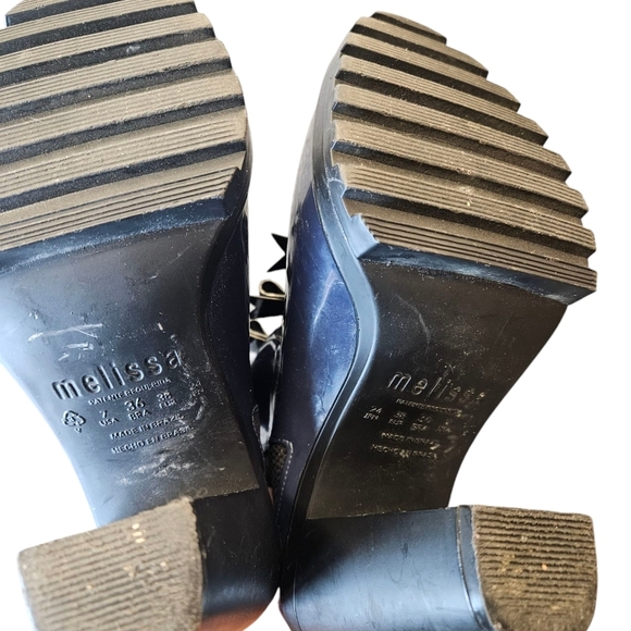 Melissa X Karl Lagerfield Blue Black Bow Booties - Picture 5 of 8